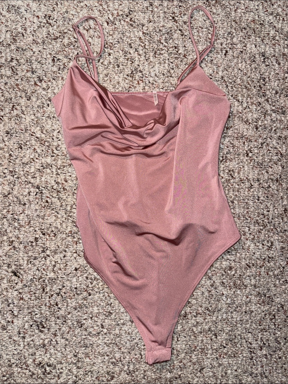 Pink Cowl Neck satin bodysuit